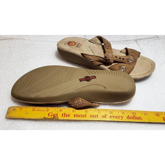 Earth Shoes Women's Size 8.5W Conway Brown Leather Slide Sandals Slip-On Comfort - Picture 5 of 12